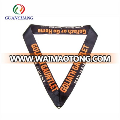 Top quality printed fossil satin medal ribbon lanyards